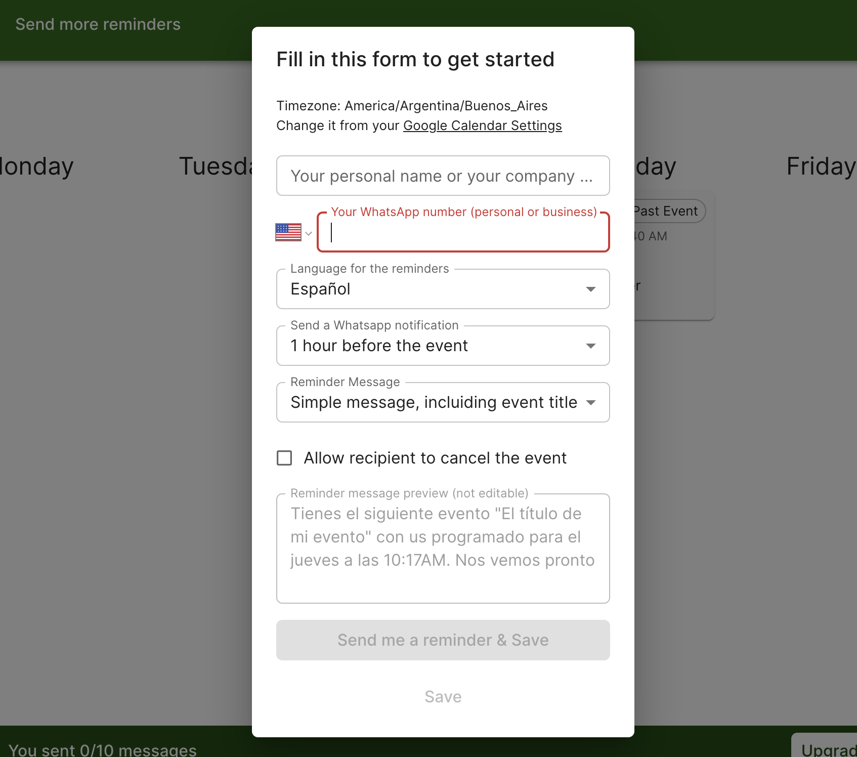 How to fill out the WA Reminders form